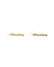 Hanging logo earring