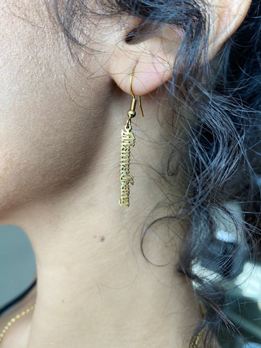 Hanging logo earring