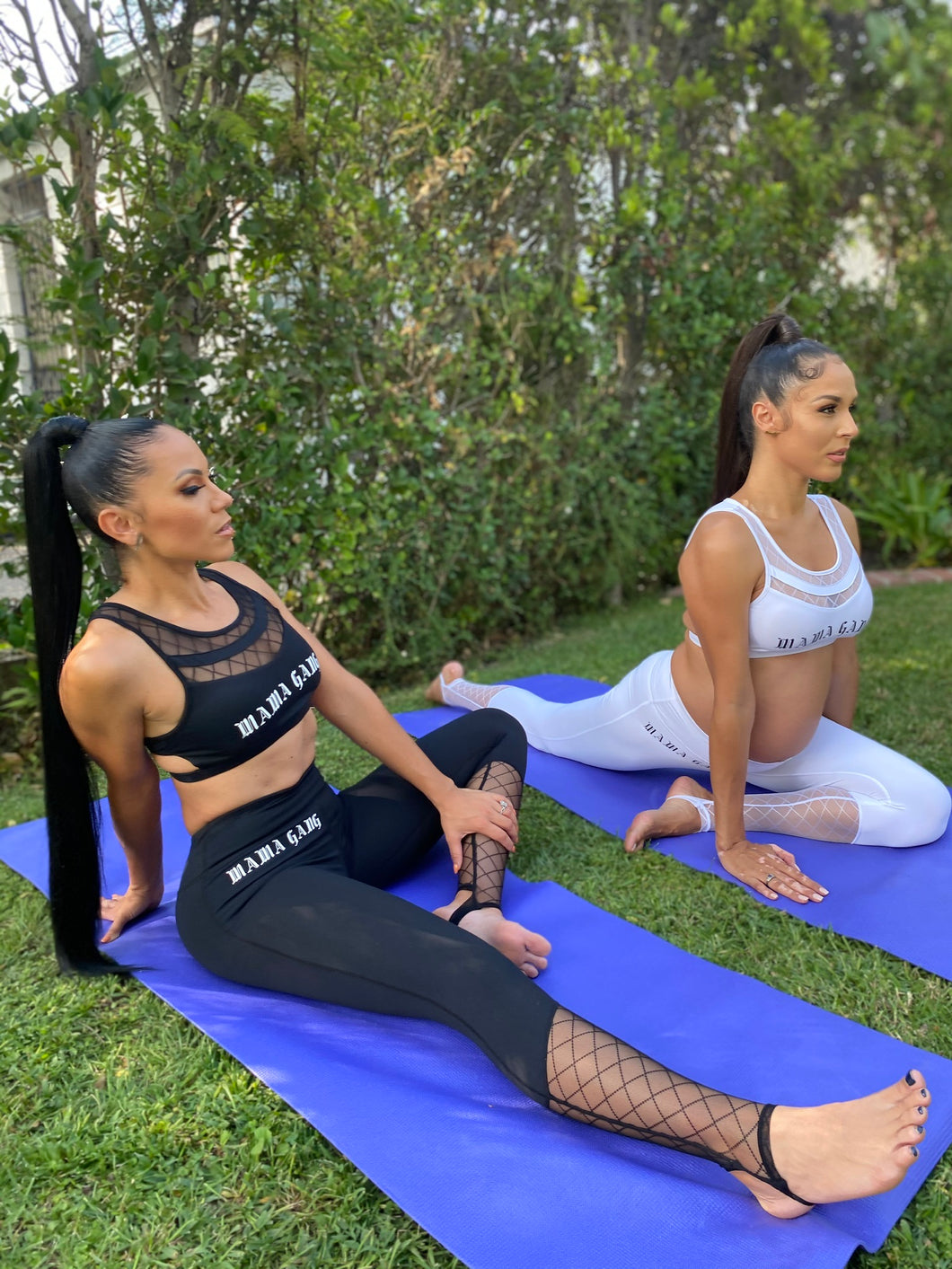 Mama Gang yoga/active wear mesh set.