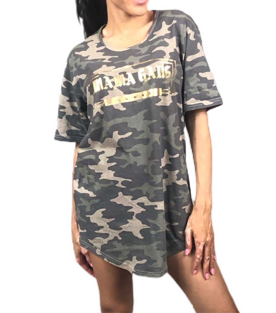 Mama Gang Camo boyfriend t shirt